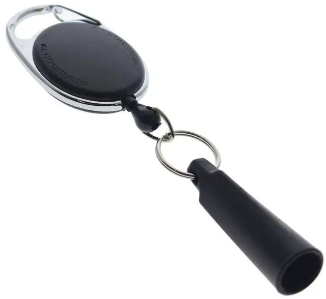 Alt view image 7 of 7 - Bulk 25 Pack - Retractable Pen Reel for Thick Markers & Carpenter Pencils - Carabiner Clip for Apron, Belt Loop or Bag Strap - Great Gift for Baristas (Black)