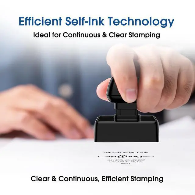 Alt view image 3 of 7 - Custom Return Address Stamp Self Inking (1.77"x1.77", 10+ Designs) Personalized Address Stamps for Wedding, Christmas Cards, Envelopes, Clear, Consistent Impressions (Custom Return Address)
