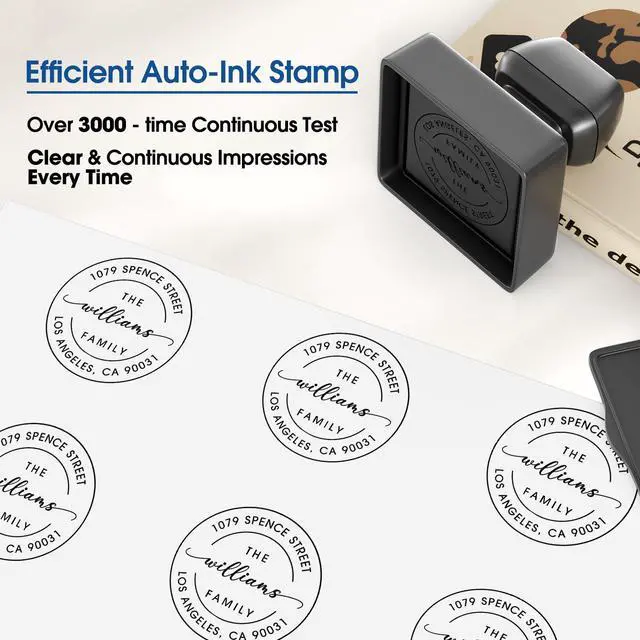 Alt view image 4 of 7 - Custom Return Address Stamp Self Inking (1.77"x1.77", 10+ Designs) Personalized Address Stamps for Wedding, Christmas Cards, Envelopes, Clear, Consistent Impressions (Custom Return Address)