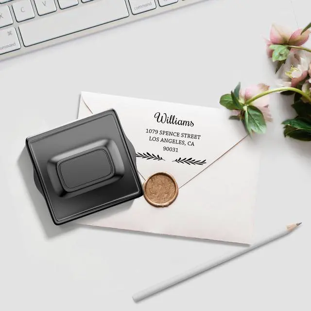 Alt view image 6 of 7 - Custom Return Address Stamp Self Inking (1.77"x1.77", 10+ Designs) Personalized Address Stamps for Wedding, Christmas Cards, Envelopes, Clear, Consistent Impressions (Custom Return Address)