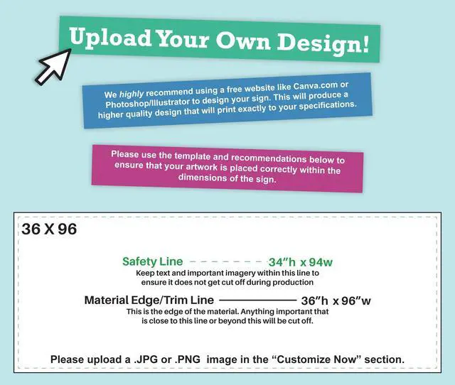 Alt view image 3 of 7 - Personalized Vinyl Banner Vinyl Printed Customizable Banner for Indoor and Outdoor Use (3'x8')