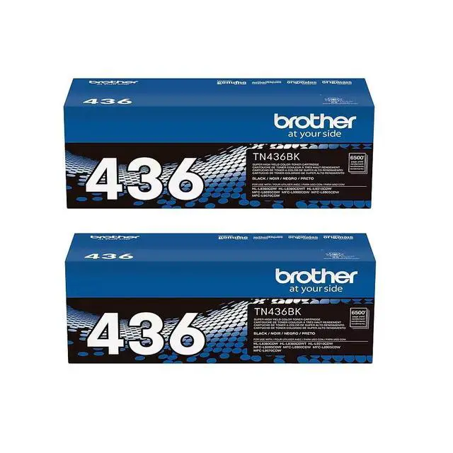 Alt view image 4 of 4 - Genuine TN436BK 2-Pack Super High Yield Black Toner Cartridge with Approximately 6,500 Page Yield/Cartridge
