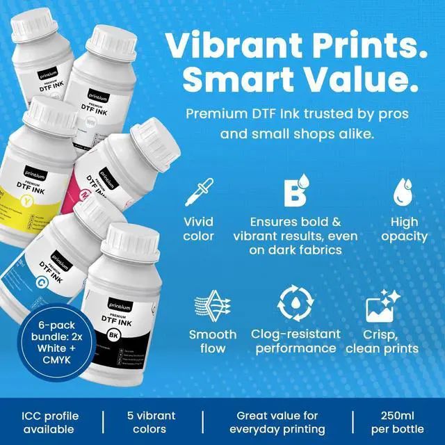 Alt view image 6 of 7 - DTF Ink 8 x 16.9 fl oz (500ml) | CMYK - 2 Sets | High Opacity Clog-Free | Compatible with ET8550 L1800 XP600 I3200 4720 XP15000 & All Printheads | Reliable Color & Smooth Ink
