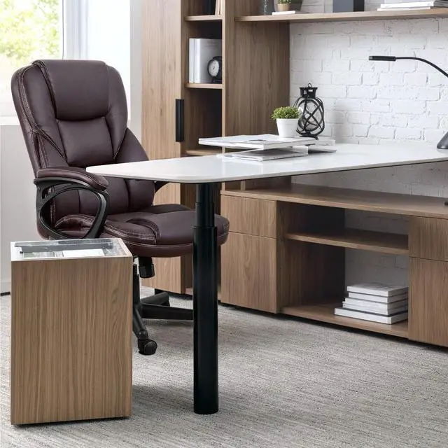 Alt view image 7 of 7 - Office Executive Chair High Back Adjustable Managerial Home Desk Chair, Swivel Computer PU Leather Chair with Lumbar Support (2, Brown)