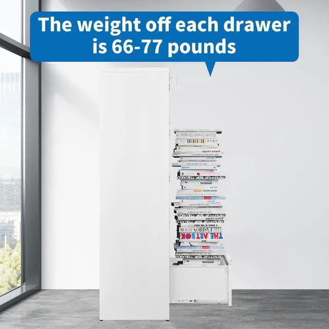 Alt view image 7 of 7 - 5 Drawer File Cabinet with Lock Metal Vertical File Cabinet Office Home Vertical File Cabinet for A4 Legal/Letter Size Narrow File Cabinet Locked,Assembly Required
