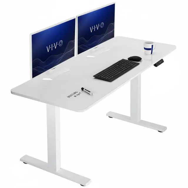 Main image of White Dry Erase 60 x 24 in Standing Desk, DESK-KIT-1W6WE | Electric, Holds 220 lbs, Sit Stand, Height Adjustable Whiteboard Table, Solid One-Piece Top, 1B Series, White Frame