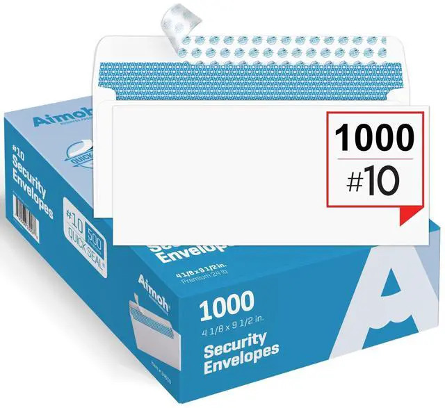Alt view image 2 of 6 - #10 Business Envelopes Letter Size Windowless Self Seal Security 1000 | Premium EnveGuard Security Tint, Ultra Strong Quick Seal Closure, White, 24LB Paper, 4-1/8 x 9-1/2 in, 1000 Count (34010)