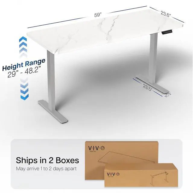 Alt view image 3 of 7 - Marble Dry Erase 60 x 24 in Standing Desk, DESK-KIT-1G6WM | Electric, Holds 220 lbs, Sit Stand, Height Adjustable Whiteboard Marble Pattern Table, One-Piece Top, 1B Series, Gray Frame