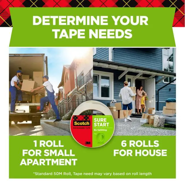 Alt view image 5 of 7 - Sure Start Moving Packaging Tape, 1.88 in x 54.6 yd | 6 Rolls of Packing Tape