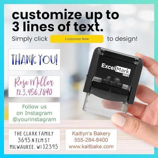Alt view image 4 of 6 - Custom Rubber Stamp Clean & Easy Stamping Personalized Self-Inking Stamp (Small)