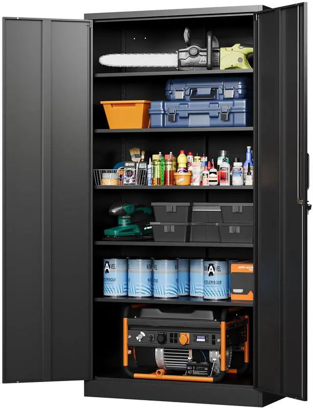 Main image of Metal Garage Storage Cabinets with Lock-72 Tall Tool Organizer Steel Lockers, 5 Adjustable Layers Shelves for Home,Office,Warehouse,Garage,(Black-72)