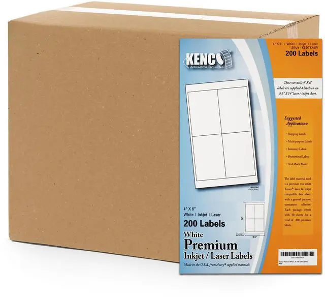 Main image of Premium White Address Shipping UPC Laser/Inkjet Labels Made in The USA (4" X 6" 4000 Labels)