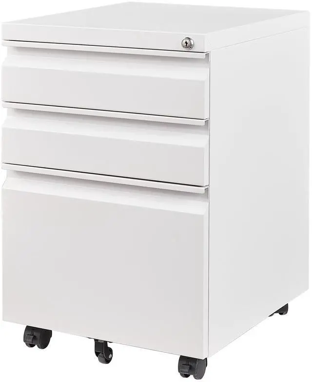 Main image of 3 Drawer Mobile File Cabinet with Lock, Under Desk Metal Filing Cabinets for Home Office Organizer Letters/Legal/A4(Fully Assembled-White)
