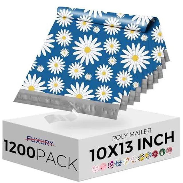 Alt view image 2 of 7 - Poly Mailers 10x13" 1200 Pack Blue Daisy,Self Adhesive Shipping Envelopes Bags for Clothing,Waterproof Durability Mailers Poly Package Shipping Bags for Small Business,Keep Items Protected