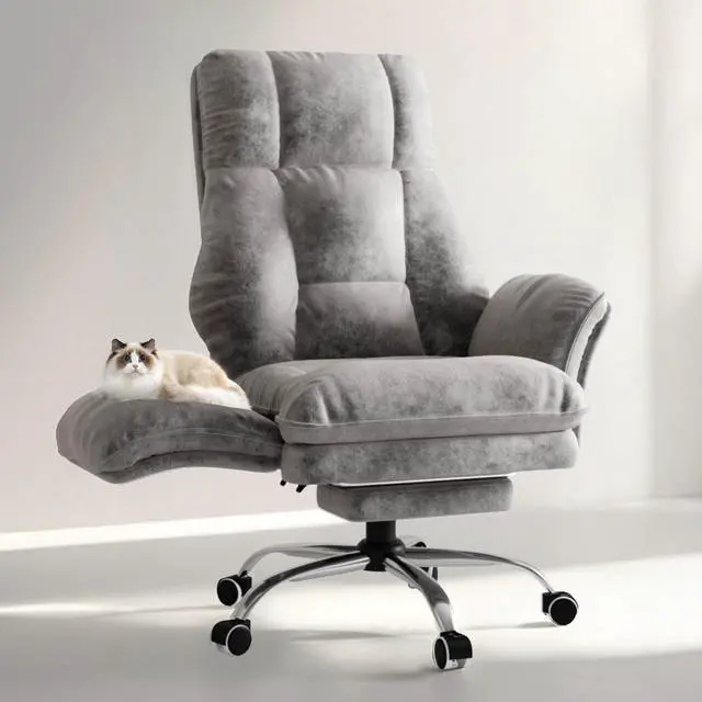 Main image of Big and Tall Office Chair, Flip Armrests for Pets & Cross Legged Sitting | Executive Ergonomic Computer Gaming Chair with Foot Rest, Premium Tech Fabric Wide Seat Reclining Desk Chair
