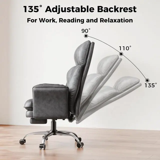 Alt view image 6 of 7 - Big and Tall Office Chair, Flip Armrests for Pets & Cross Legged Sitting | Executive Ergonomic Computer Gaming Chair with Foot Rest, Premium Tech Fabric Wide Seat Reclining Desk Chair