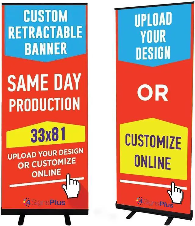 Main image of Custom Retractable Banner with Aluminum Frame - Portable, Durable & Easy Setup - For Events, Promotion & Advertising (Black Stand, 33"x81")