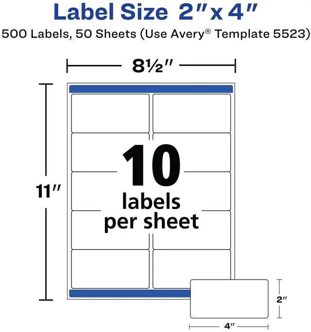 Alt view image 3 of 7 - ® Waterproof Labels with UltraHold® Permanent Adhesive, 2" x 4", 500 Labels for Laser Printers (5523)