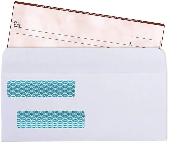 Alt view image 5 of 6 - #8 Double Window Check Envelopes, Gummed Security Envelopes, 500 Ct | Security tint, Fits Business Checks, QuickBooks & Quicken, Gummed seal, 3 5/8 x 8 11/16 in, Not for invoices (30181)