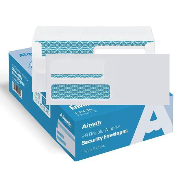 Main image of #9 Envelopes Self Seal Flip Security Envelopes Double Window 2500ct | Flip & Seal, for Invoices, Statements, Documents, Flip & Seal Adhesive, Security Tinted, 3-7/8 x 8-7/8, 24 lb Paper (30109)
