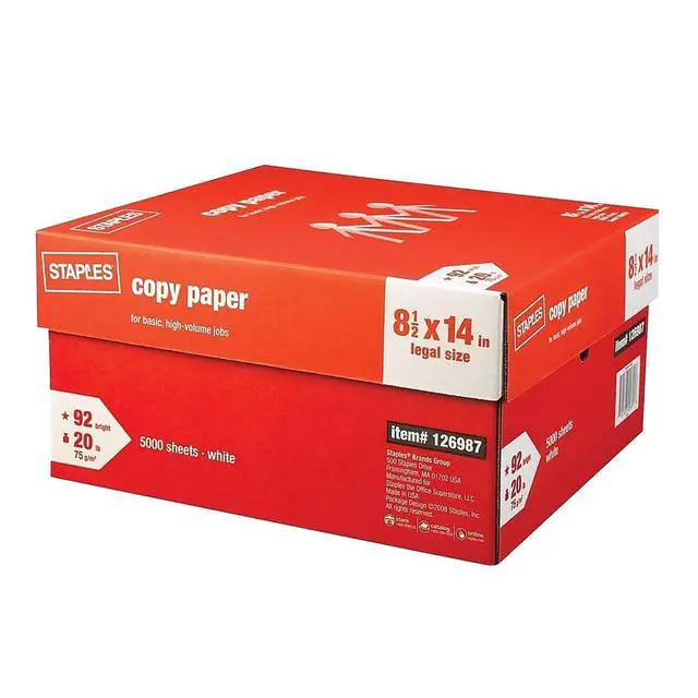 Alt view image 2 of 5 - Copy Paper, 8.5x14 Inch, 20 lb., 92 Brightness, 500/Ream, 10 Reams | Legal-size multipurpose paper for office, school & home printing and copying needs