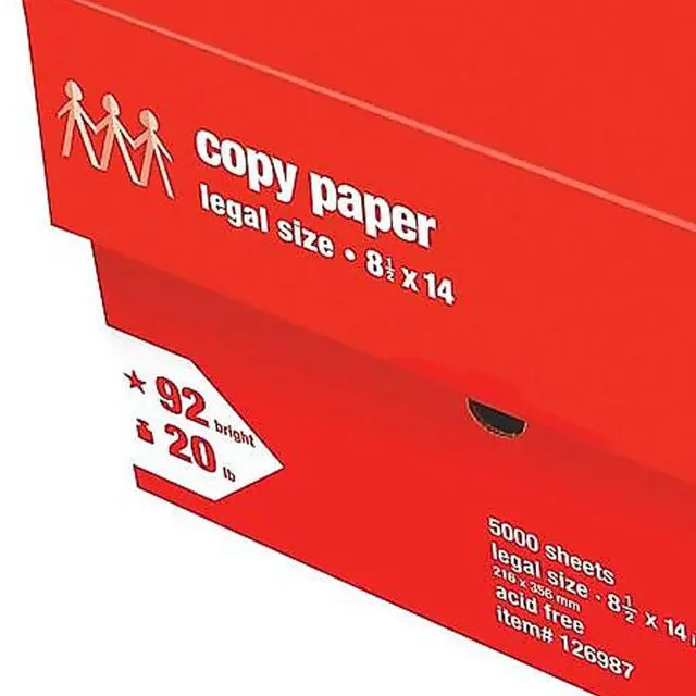 Alt view image 4 of 5 - Copy Paper, 8.5x14 Inch, 20 lb., 92 Brightness, 500/Ream, 10 Reams | Legal-size multipurpose paper for office, school & home printing and copying needs