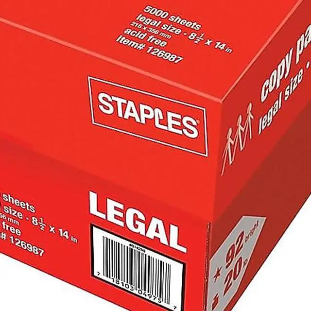Alt view image 5 of 5 - Copy Paper, 8.5x14 Inch, 20 lb., 92 Brightness, 500/Ream, 10 Reams | Legal-size multipurpose paper for office, school & home printing and copying needs