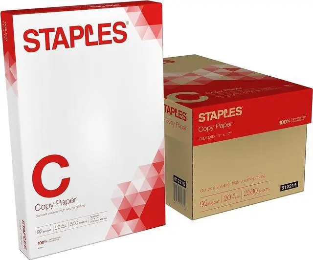 Main image of Copy Paper, 11x17 Inch Ledger Size, 92 Brightness, 20 lb., 500/Ream | For office, school & home use. Smooth finish for crisp printing in copiers and printers
