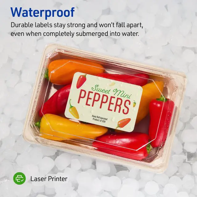 Alt view image 4 of 7 - ® Waterproof Labels with UltraHold® Permanent Adhesive, 2" x 4", 500 Labels for Laser Printers (5523)