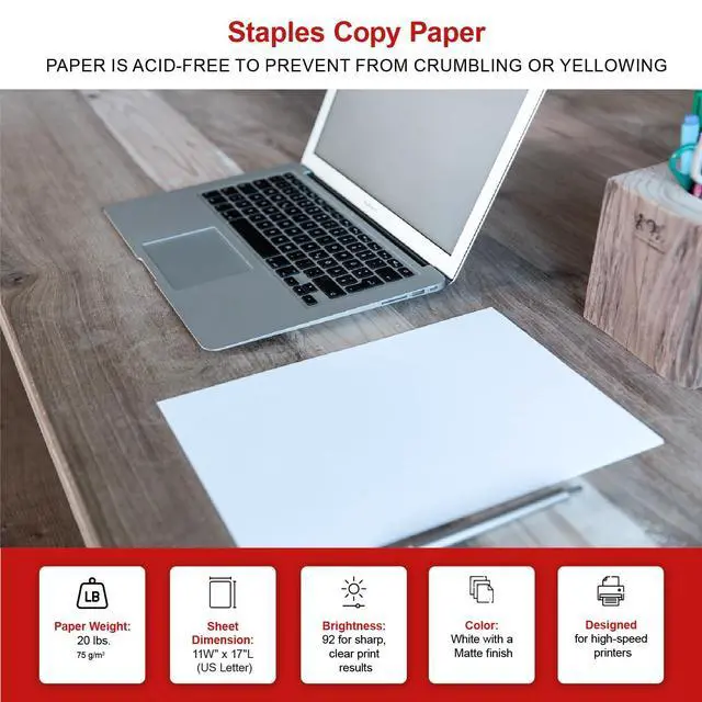 Alt view image 6 of 7 - Copy Paper, 11x17 Inch Ledger Size, 92 Brightness, 20 lb., 500/Ream | For office, school & home use. Smooth finish for crisp printing in copiers and printers