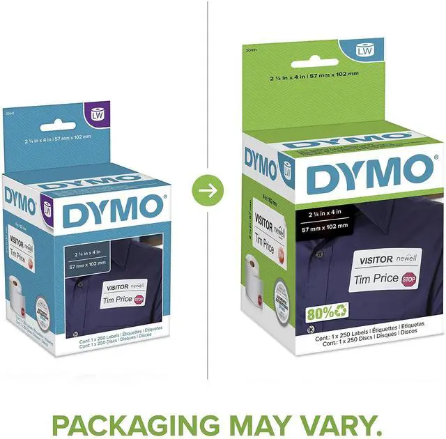 Alt view image 3 of 7 - Authentic LW Name Badge Labels, 12-Hour Expiration Notification Disks, White, 2-1/4" x 4", 1 Roll of 250 - for LabelWriter Label Printers