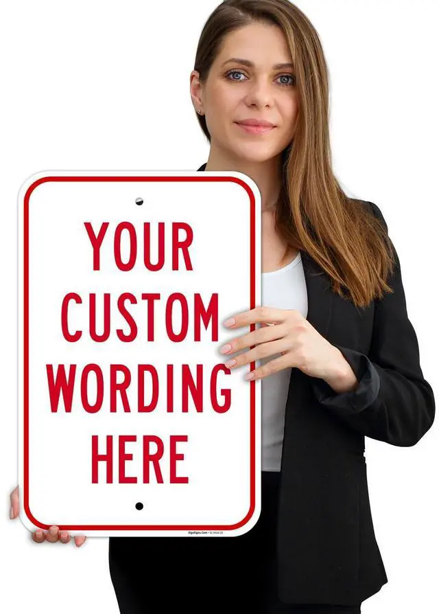Alt view image 2 of 7 - Custom Sign, Personalized Metal Signs, Customize for Office, Business, | Workplace, office, Home, Delivery Signs, Outline Black, 12x18