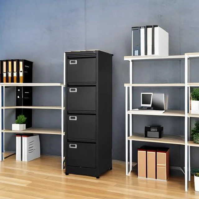 Alt view image 6 of 7 - 4 Drawer File Cabinet with Lock Metal Vertical File Cabinet Office Home Vertical File Cabinet for A4 Legal/Letter Size Narrow File Cabinet Locked,Assembly Required