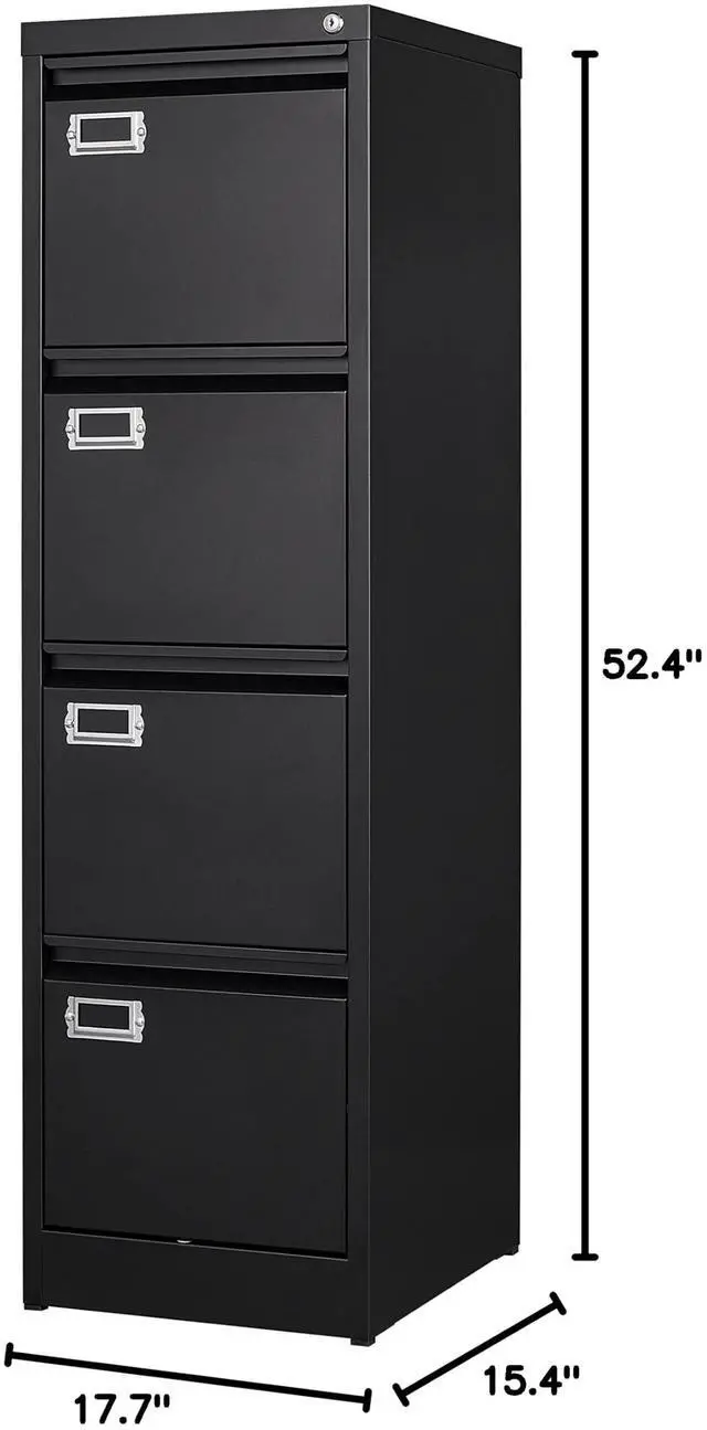 Alt view image 3 of 7 - 4 Drawer File Cabinet with Lock Metal Vertical File Cabinet Office Home Vertical File Cabinet for A4 Legal/Letter Size Narrow File Cabinet Locked,Assembly Required