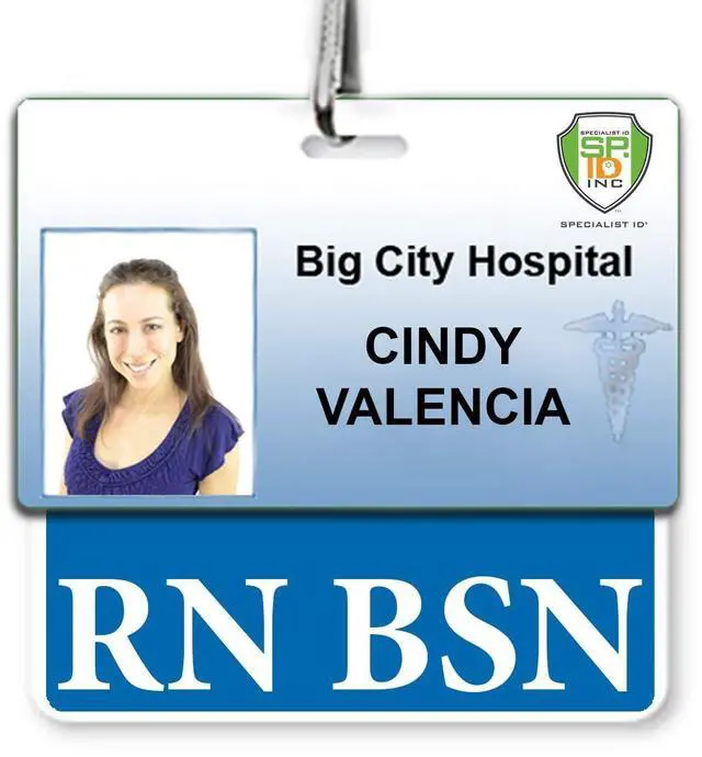 Alt view image 2 of 6 - 25 Pack - RN BSN Badge Buddies - Horizontal- Heavy Duty Spill Proof & Tear Resistant Cards - 2 Sided - Quick Role Identifier ID Buddy for BSN Registered Nurses - USA Printed by (Blue)