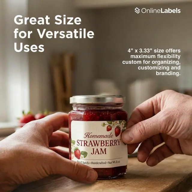 Alt view image 6 of 7 - OnlineLabels 4" x 3.33" Labels - White Matte - Inkjet/Laser - 250 Sheets | Permanent Adhesive, Blank Rectangle Labels, Inkjet and Laser Compatible, Ideal for Shipping, Wine Bottles, & Pallets