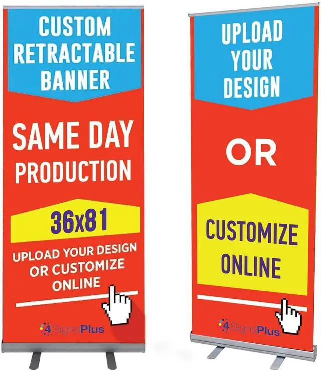 Main image of Custom Retractable Banner with Aluminum Frame - Portable, Durable & Easy Setup - For Events, Promotion & Advertising (Silver Stand, 36"x81")
