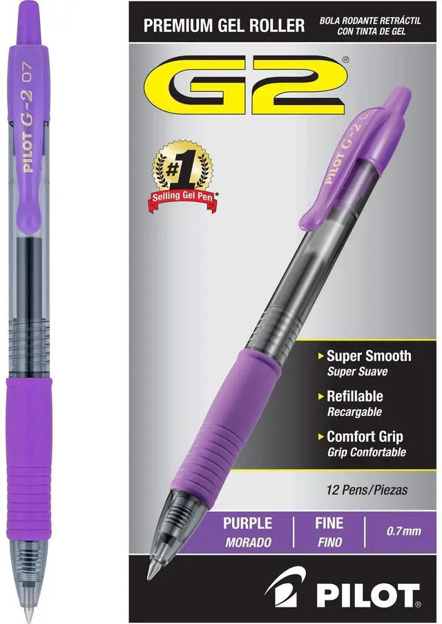 Main image of G2 Premium Gel Roller Pens, Purple Ink Pens Fine Point, Pack of 12