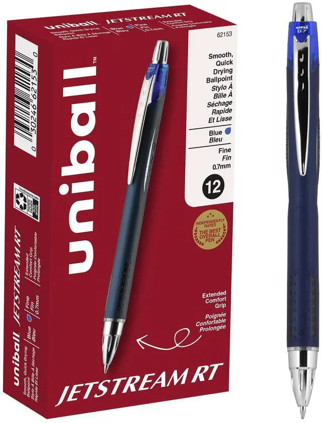 Main image of uniball Jetstream RT Ballpoint Pens, Fine Point (0.7mm), Blue, 12 Pack