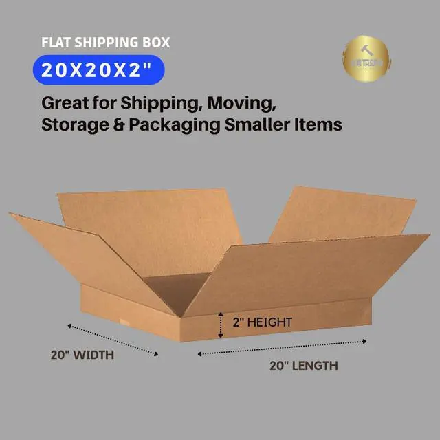 Alt view image 3 of 4 - (20 Pack) 20"L x 20"W x 2"H Flat Corrugated Cardboard Shipping Boxes | Single-Wall Kraft Boxes for Moving, Packing and Storage