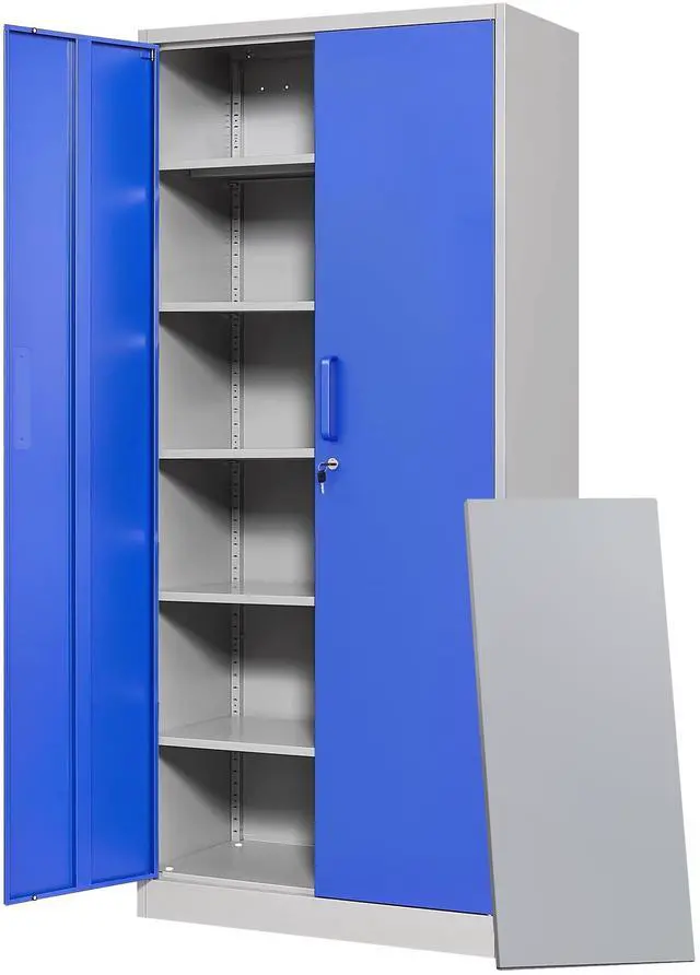 Main image of Metal Garage Storage Cabinets with Lock Door and Adjustable Shelves, Steel Tool Cabinets for Home,Office,Warehouse Organisieren (Blue Gray)