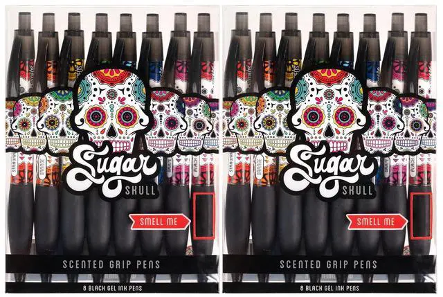 Main image of Sugar Skull Smens (2 Pack) - Scented Pens, Black Ink, Medium Point - 8 Count