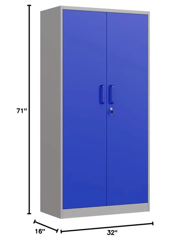 Alt view image 3 of 7 - Metal Garage Storage Cabinets with Lock Door and Adjustable Shelves, Steel Tool Cabinets for Home,Office,Warehouse Organisieren (Blue Gray)