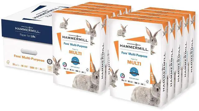Main image of A4 Paper, Fore Multipurpose 20 lb Printer Paper - 10 Ream (5,000 Sheets) - 96 Bright, Made in the USA, 103036C
