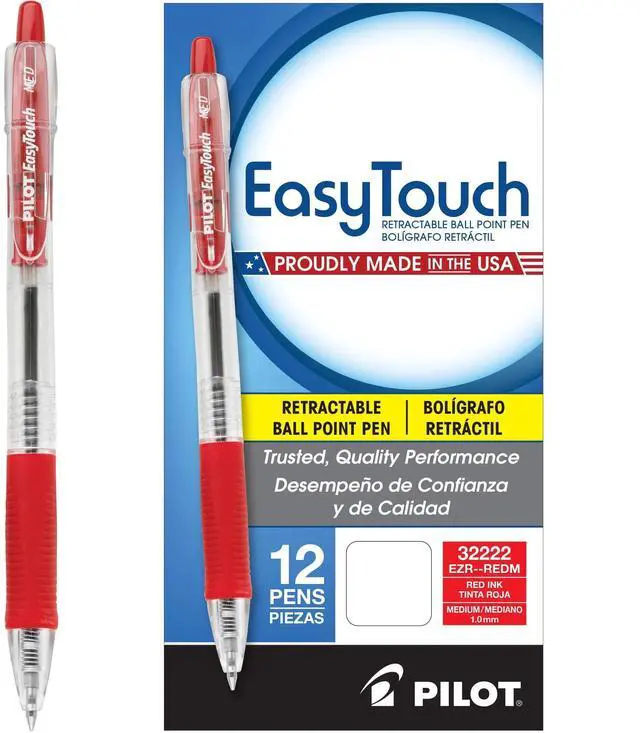 Main image of Easytouch Ballpoint Pen, Retractable, Medium 1 Mm, Red Ink, Clear Barrel, Dozen