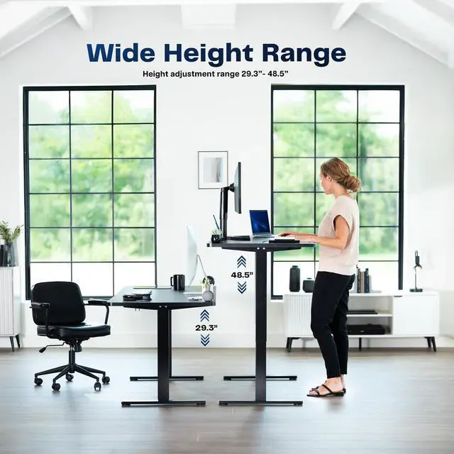 Alt view image 7 of 7 - White Dry Erase 60 x 24 in Standing Desk, DESK-KIT-1W6WE | Electric, Holds 220 lbs, Sit Stand, Height Adjustable Whiteboard Table, Solid One-Piece Top, 1B Series, White Frame