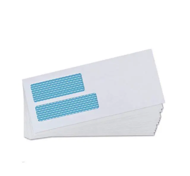 Alt view image 3 of 5 - #9 Envelopes Gummed Security Double Window Envelopes 2500ct | Double window, Gummed closure, Security tinted, 24 LB paper, 3-7/8 x 8-7/8 For invoices, statements & legal documents (30129)