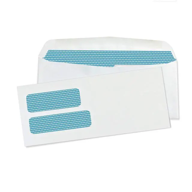 Alt view image 4 of 5 - #9 Envelopes Gummed Security Double Window Envelopes 2500ct | Double window, Gummed closure, Security tinted, 24 LB paper, 3-7/8 x 8-7/8 For invoices, statements & legal documents (30129)