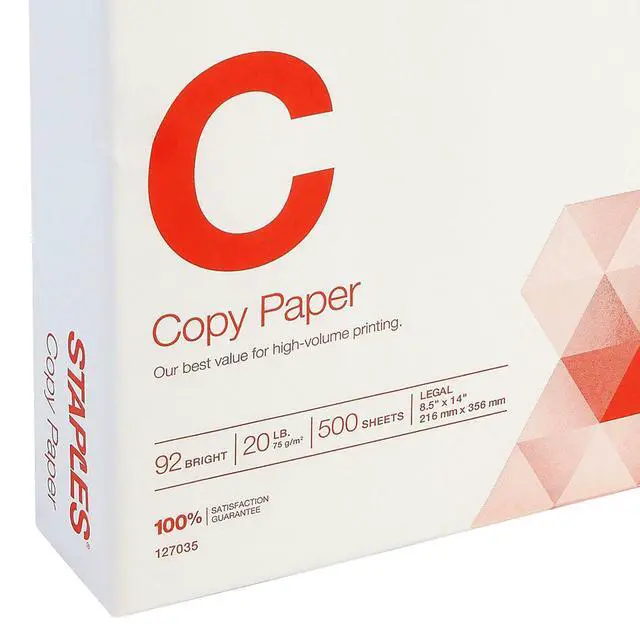 Alt view image 2 of 5 - Copy Paper, 8.5x14 Inch Legal Size, 20 lb., For Office & School | Reliable multipurpose paper sized for printers, copiers, and everyday documents