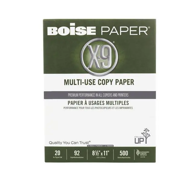 Alt view image 4 of 7 - Boise Paper X-9 Multi-Use 3-Hole Punch Copy Paper 10 Ream (5,000 Sheets) | 8.5" x 11" Letter | 92 Bright White - 20 lb. | OX-9001P-CTN